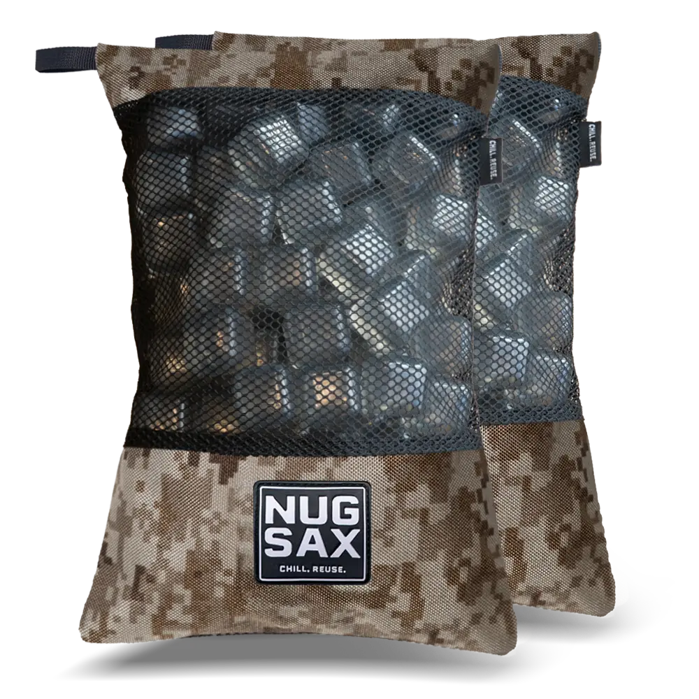 The Desert Storm Duo - (2 pack) Camo Reusable Ice Cubes and Bag NUGSAX