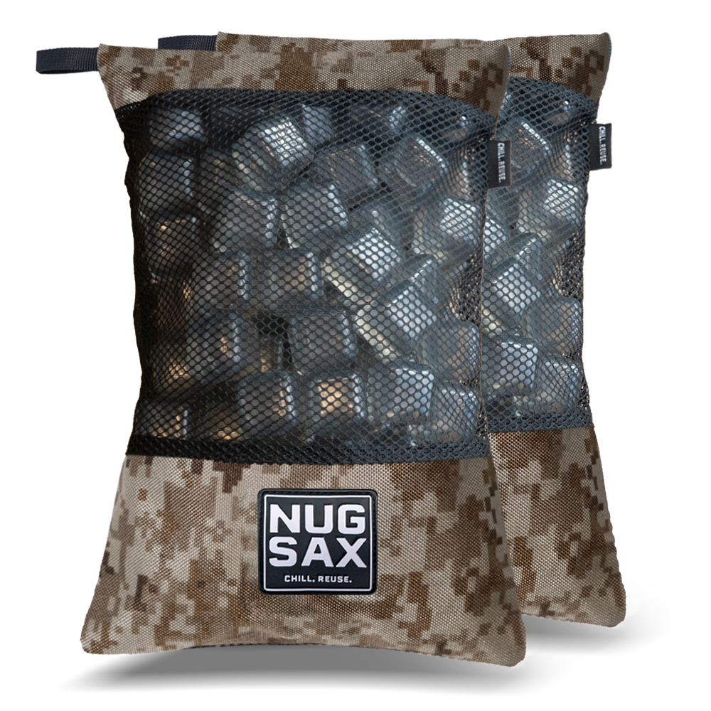 The Desert Storm Duo - (2 pack) Camo Reusable Ice Cubes and Bag NUGSAX